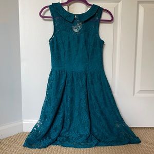 Dark Teal Lace Mini Dress/ Size Small